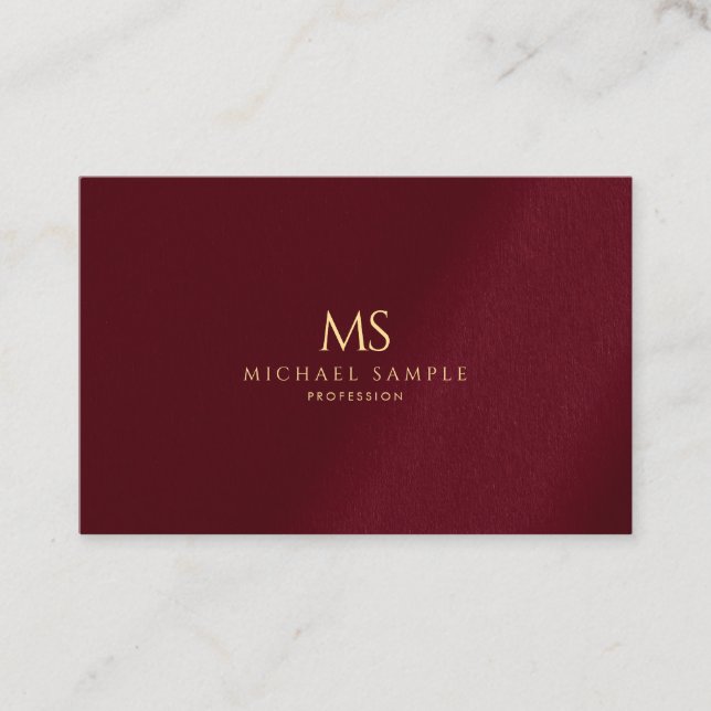 Luxury Gold Monogram Bordeaux Elegant Template Business Card (Front)