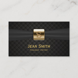 Luxury Gold Monogram Diamond Quilts Makeup Artist Business Card