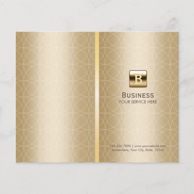 Luxury Gold Monogram Elegant Bi-Fold Brochure (Front)