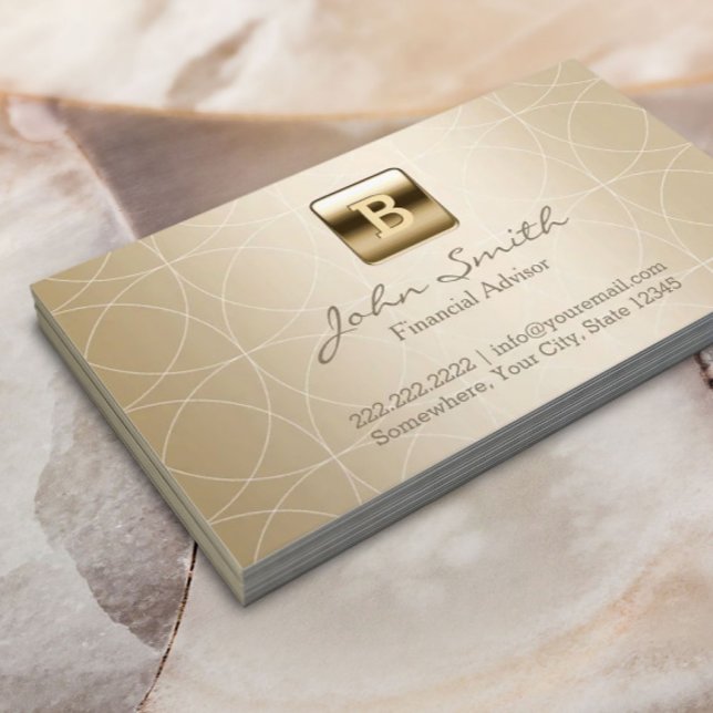 Luxury Gold Monogram Financial Advisor Business Card (Creator Uploaded)