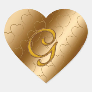 Luxury Gold Monogram G Heart Sticker