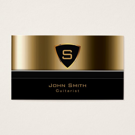 Luxury Gold Monogram Guitarist Business Card