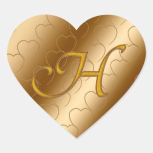 Luxury Gold Monogram H Heart Sticker