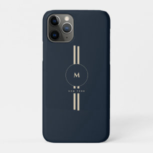 Luxury Gold Monogram Initial Midnight Navy iPhone 11 Pro Case