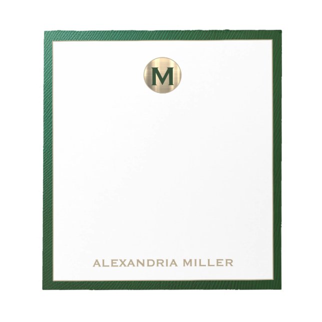 Luxury Gold Monogram Initial Name Notepad (Front)
