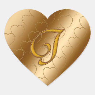 Luxury Gold Monogram J Heart Sticker
