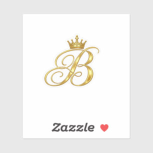 Luxury Gold Monogram Letter B Royal Crown Sticker