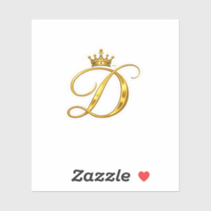 Luxury Gold Monogram Letter D Royal Crown Sticker