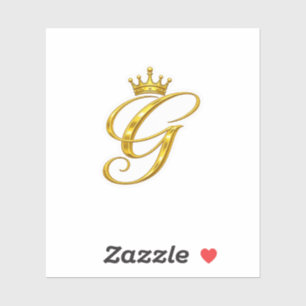 Luxury Gold Monogram Letter G Royal Crown Sticker