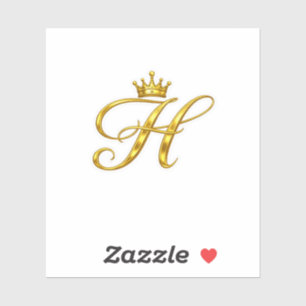 Luxury Gold Monogram Letter H Royal Crown Sticker