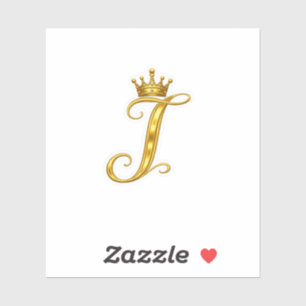 Luxury Gold Monogram Letter I Royal Crown Sticker