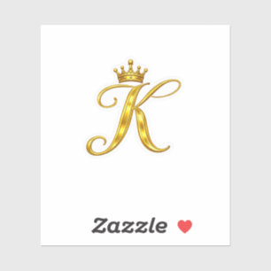 Luxury Gold Monogram Letter K Royal Crown Sticker