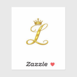 Luxury Gold Monogram Letter L Royal Crown Sticker