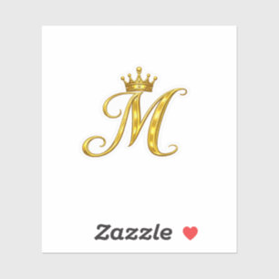 Luxury Gold Monogram Letter M Royal Crown Sticker
