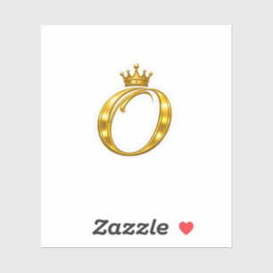 Luxury Gold Monogram Letter O Royal Crown Sticker