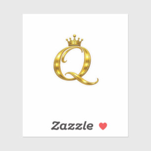 Luxury Gold Monogram Letter Q Royal Crown Sticker