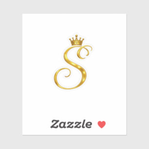 Luxury Gold Monogram Letter S Royal Crown Sticker