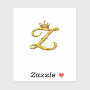 Luxury Gold Monogram Letter Z Royal Crown Sticker