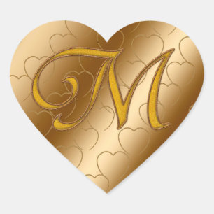 Luxury Gold Monogram M Heart Sticker