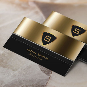 Luxury Gold Monogram Musician Business Card