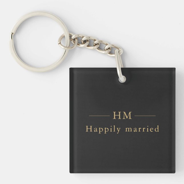 Luxury Gold Monogram Personalised Wedding Gift  Key Ring (Front)