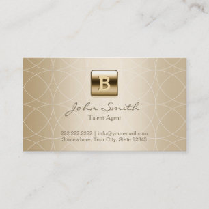 Luxury Gold Monogram Talent Agent Business Card