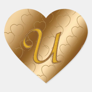 Luxury Gold Monogram U Heart Sticker
