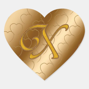 Luxury Gold Monogram X Heart Sticker