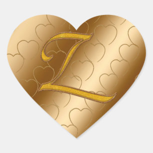 Luxury Gold Monogram Z Heart Sticker