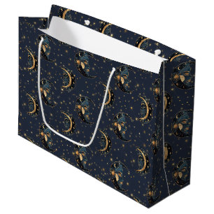 Luxury Gold Moon Celestial Pattern Large Gift Bag
