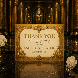 Luxury Gold Museum Inspired Wedding Thank You Card