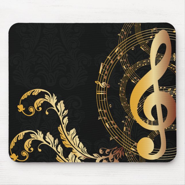 Luxury Gold Music Note Mouse Mat (Front)