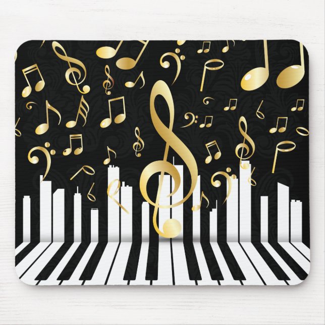 Luxury Gold Music Note piano keys Mouse Mat (Front)