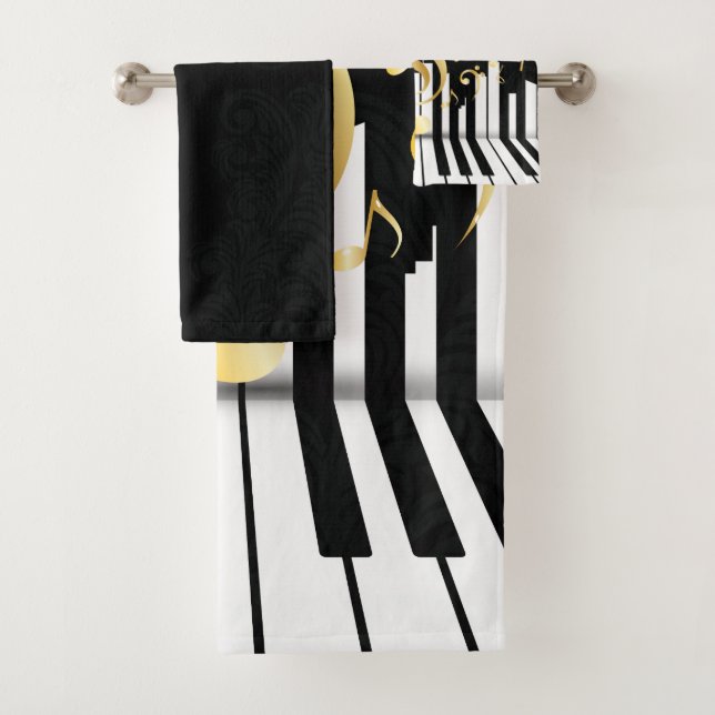 Luxury Gold Music piano keys Bath Towel Set (Insitu)