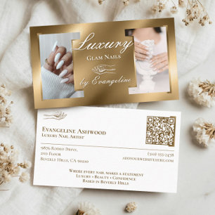 Luxury Gold Nail Technician Artist Salon Photos Business Card