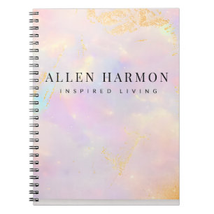 Luxury Gold Nebula Custom Name Inspired Living Notebook