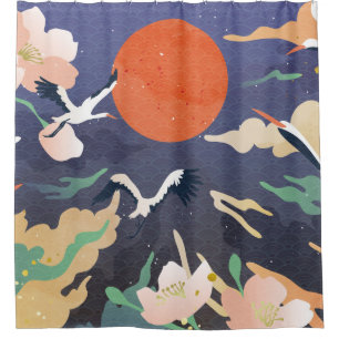 Luxury gold oriental style background. Chinese and Shower Curtain