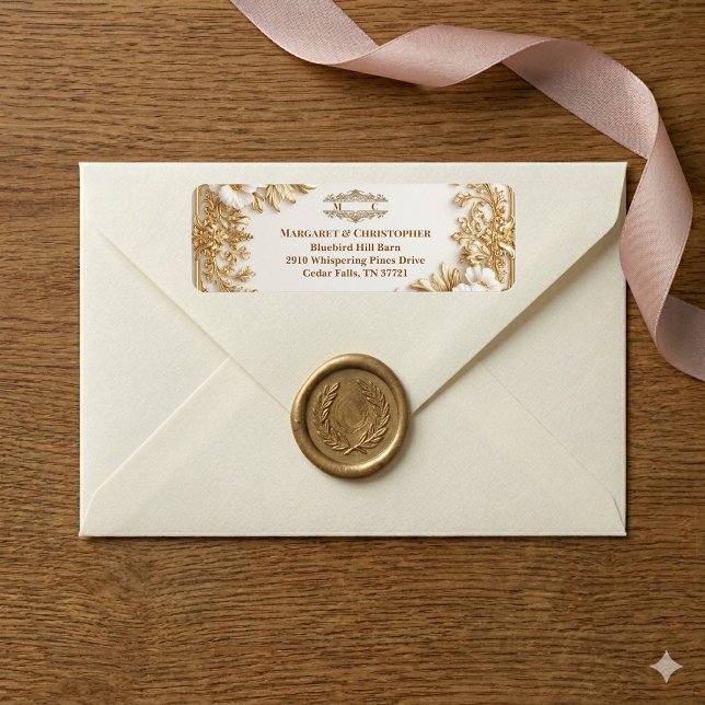 Luxury Gold Ornate Baroque Gilded Monogram Wedding (Luxury Gold Ornate Baroque Gilded Monogram Wedding Label)