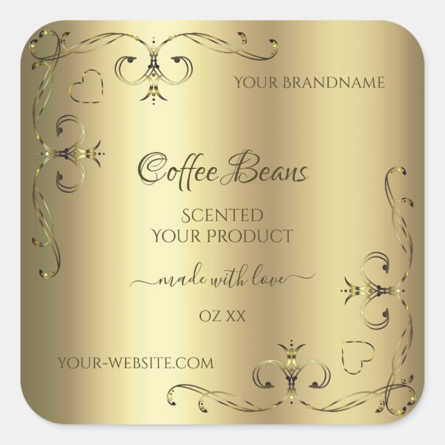 Luxury Gold Ornate Corners Elegant Product Labels (Front)