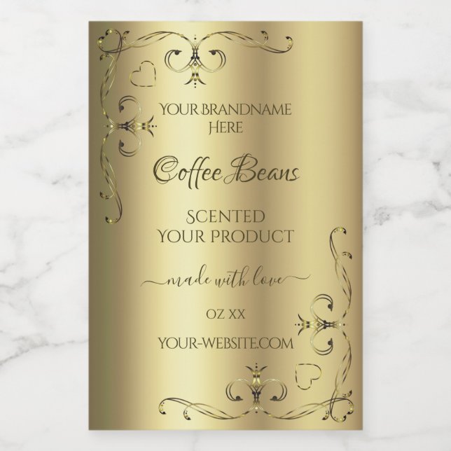 Luxury Gold Ornate Corners Elegant Product Labels (Single Label)