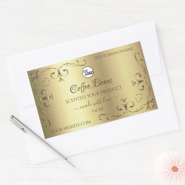 Luxury Gold Ornate Corners Product Labels and Logo (Envelope)