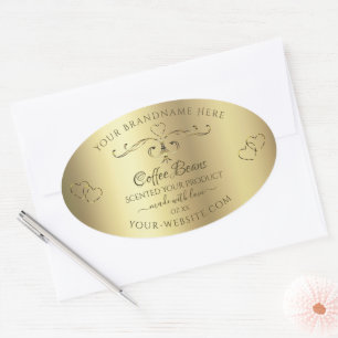 Luxury Gold Ornate Hearts Elegant Product Labels