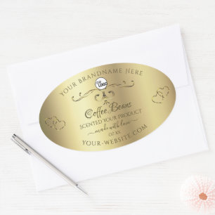Luxury Gold Ornate Product Labels Hearts with Logo