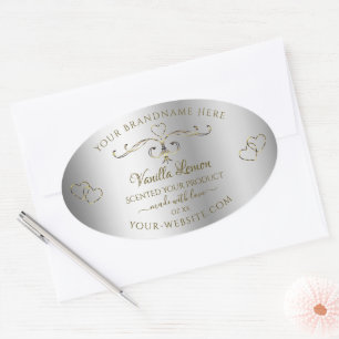 Luxury Gold Ornate Silver Product Labels Hearts