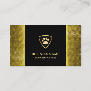 Luxury Gold Paw Shield Pet Sitting Business Card