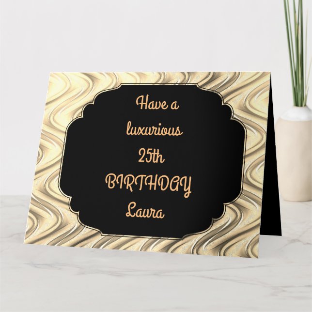 Luxury Gold Personalised 25th Birthday Card (Front)