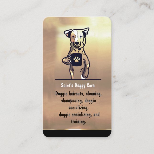 Luxury Gold Pet Sitter Dog Walker Groomer  Business Card (Front)