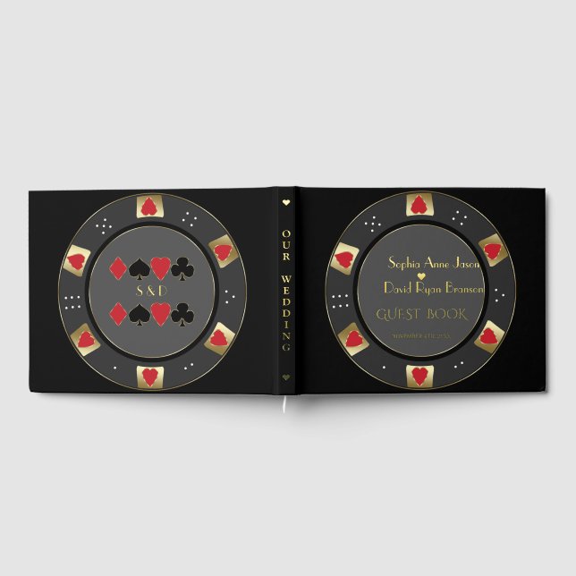 Luxury Gold Poker Chip Casino Wedding Guest Book (Full)