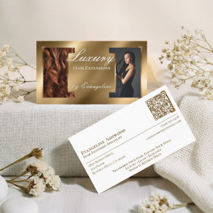 Luxury Gold Professional Hair Extensions Photos Business Card