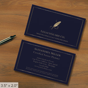 Luxury Gold Quill Logo Business Card